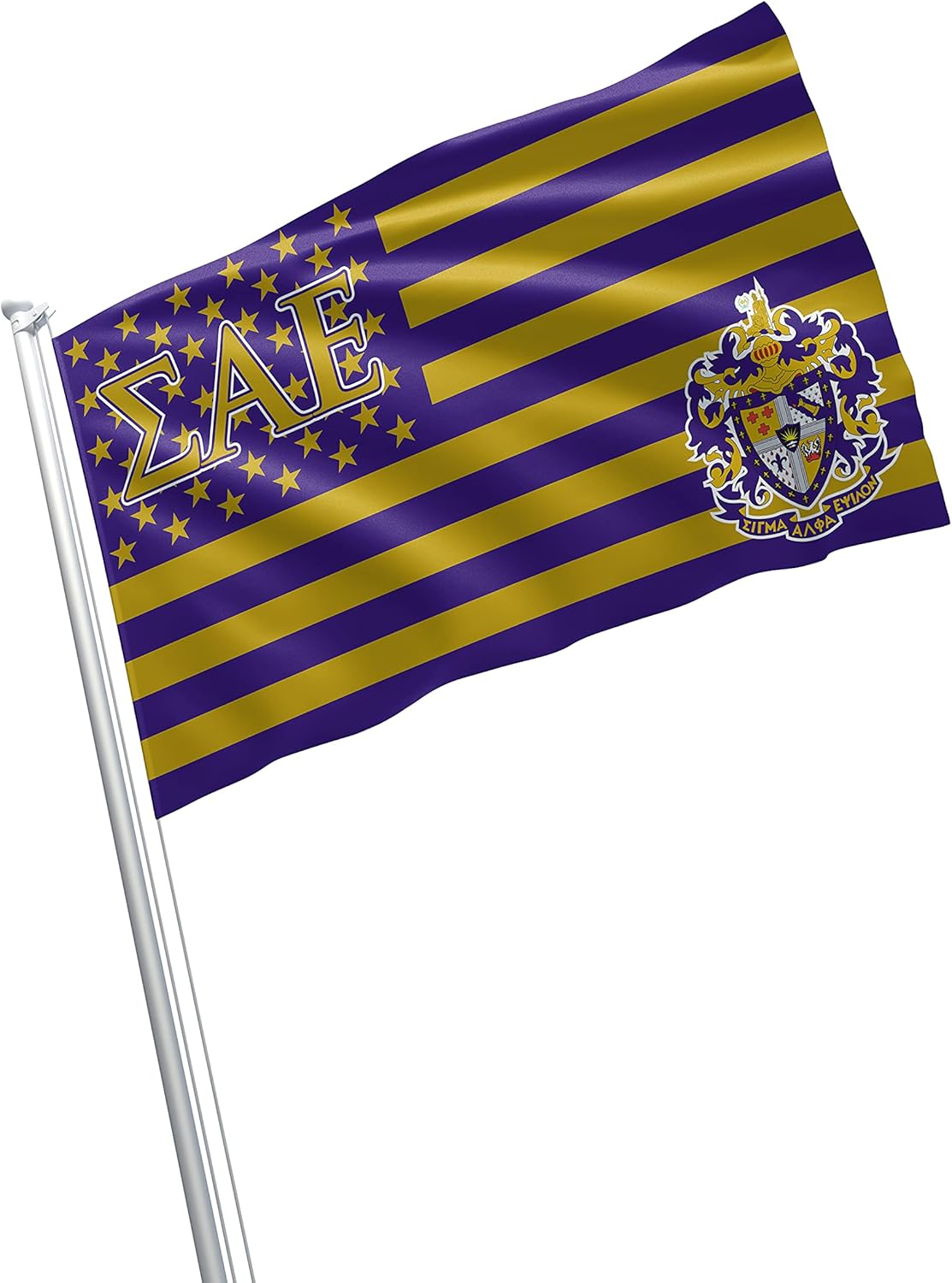 Sigma Alpha Epsilon Fraternity Greek Life Licensed Flag Banner Wall Decor Outdoor Indoor Decoration Brass Grommets Double Stitch (3x5 Feet)