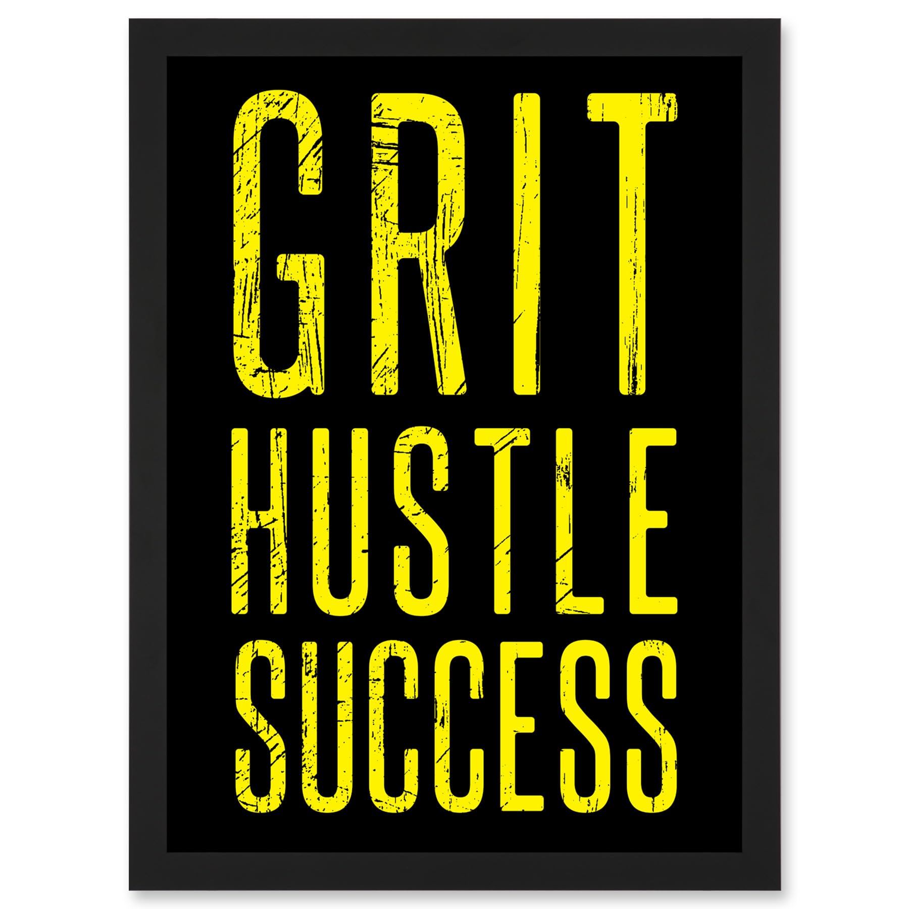 Artery8 Gym Motivation Grit Hustle Respect Exercise Workout Decor Artwork Framed A3 Wall Art Print