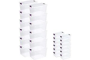 Sterilite Storage Bins with Lids (66 Quart Clear, 12 Pack; 15 Quart Clear, 12 Pack)