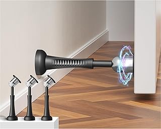 3PCS Magnetic Door Stop, 3.94Inch Spring Door Stoppers for Wall, Magnetic Door Catch with Adhesive Stick & Screws, Door Holder to Keep Door Open,Black