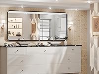 Vista 20 de Hasipu Espejo de baño LED con luces de 40 x 26 pulgadas, espejo de luz con marco de metal negro para tocador, antiniebla, regulable, 3