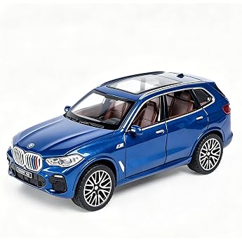 TGRCM-CZ 1/32 X5 SUV Model Car Toy Die-Cast Alloy Pull Back Car Model with Light and Sound Toy Vehicles for Children Blue