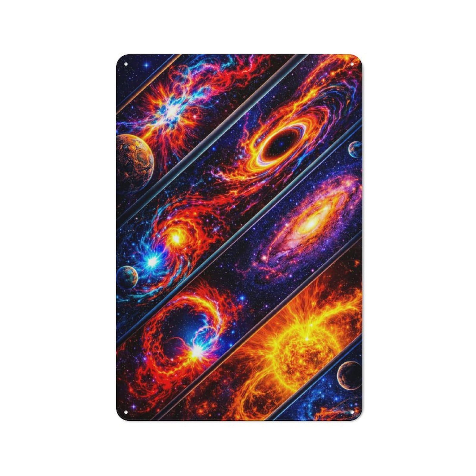 Junmoney Style-17 Rustic Tin Sign 30X20cm Featuring Cosmic Nebula And Galaxies For Living Room Wall, For Room Styling Across Living Rooms And Feature Walls