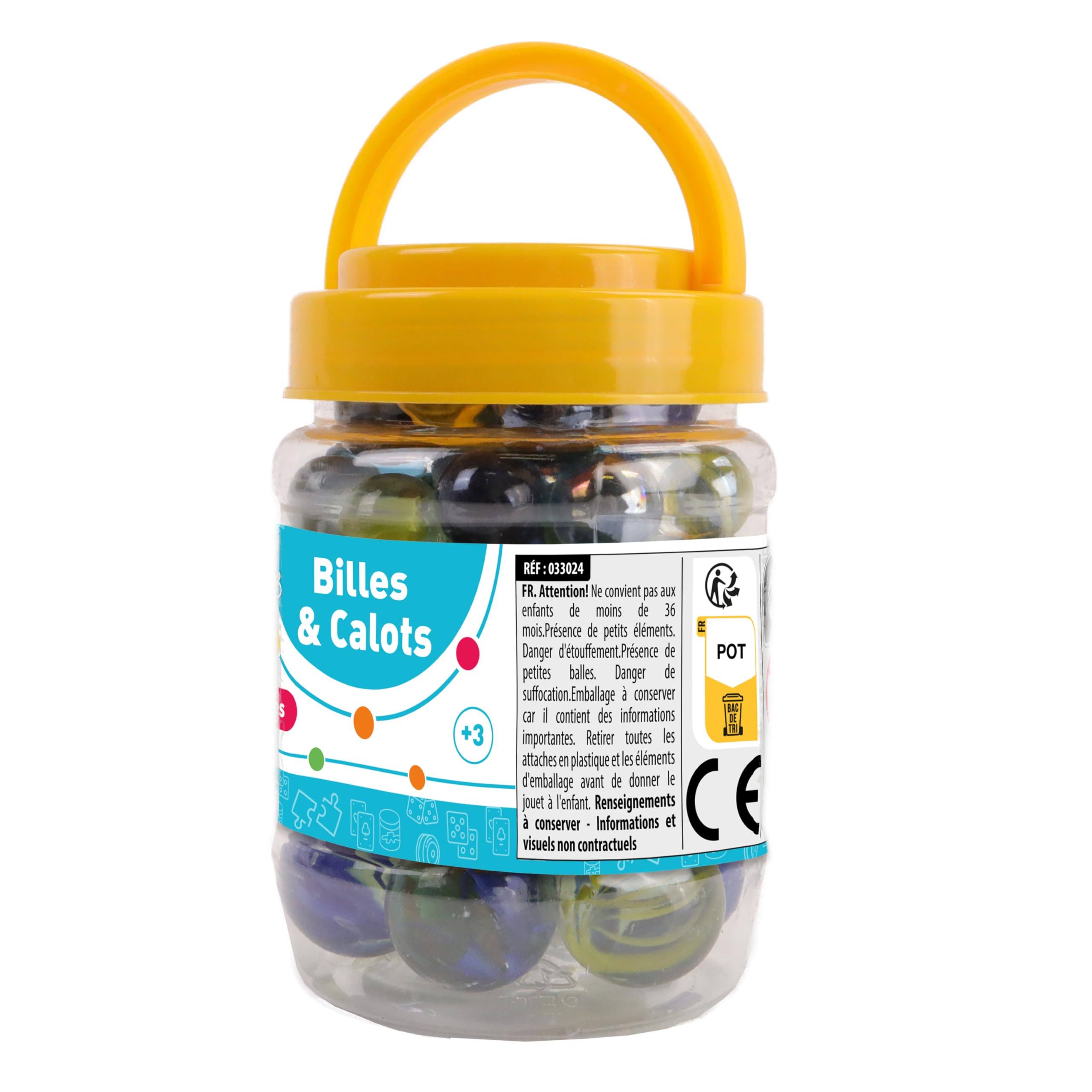 FLYPOP'S - Pots de Billes et Calots - Jeu de Récréation - 033024 - Multicolore - Verre - Jeu d'Adresse - Jouet Enfant - Galots - 1,6 cm x 1,6 cm - À Partir de 3 ans