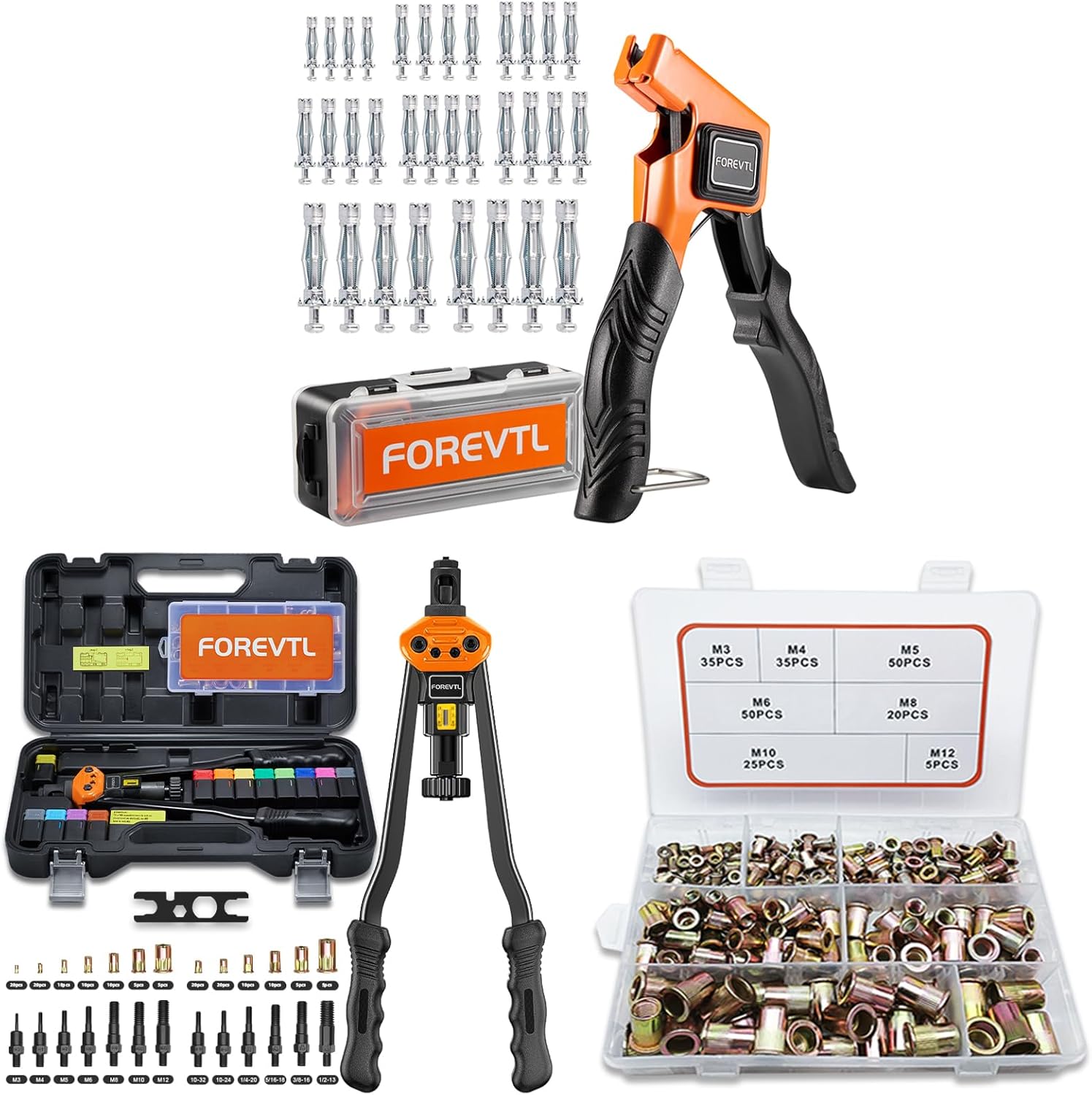 Molly Bolts Tool + Rivet Nut Tool Kit + Metric Rivet Nut Kit