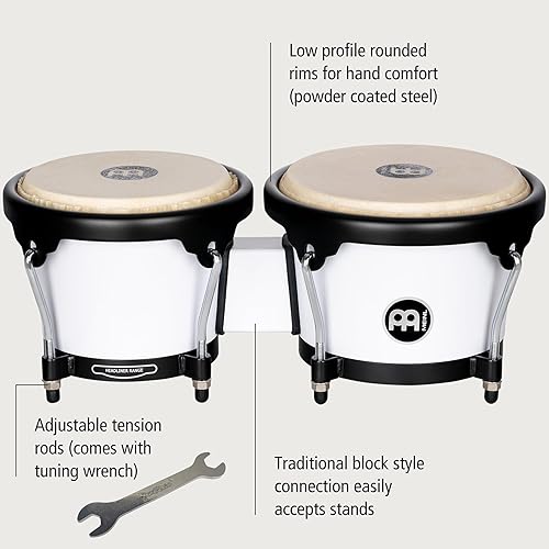 Miniatura 65 de Meinl Percussion HB100SNT-M bongós de madera natural de 6 3/4 y 8 pulgadas, Negro