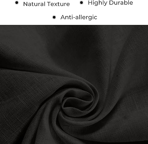 Miniatura 4 de D'Moksha Homes Camino de mesa de lino negro de 60 pulgadas de largo, camino de mesa de lino 100% puro con diamantes de 14 x 60 pulgadas, lavable a