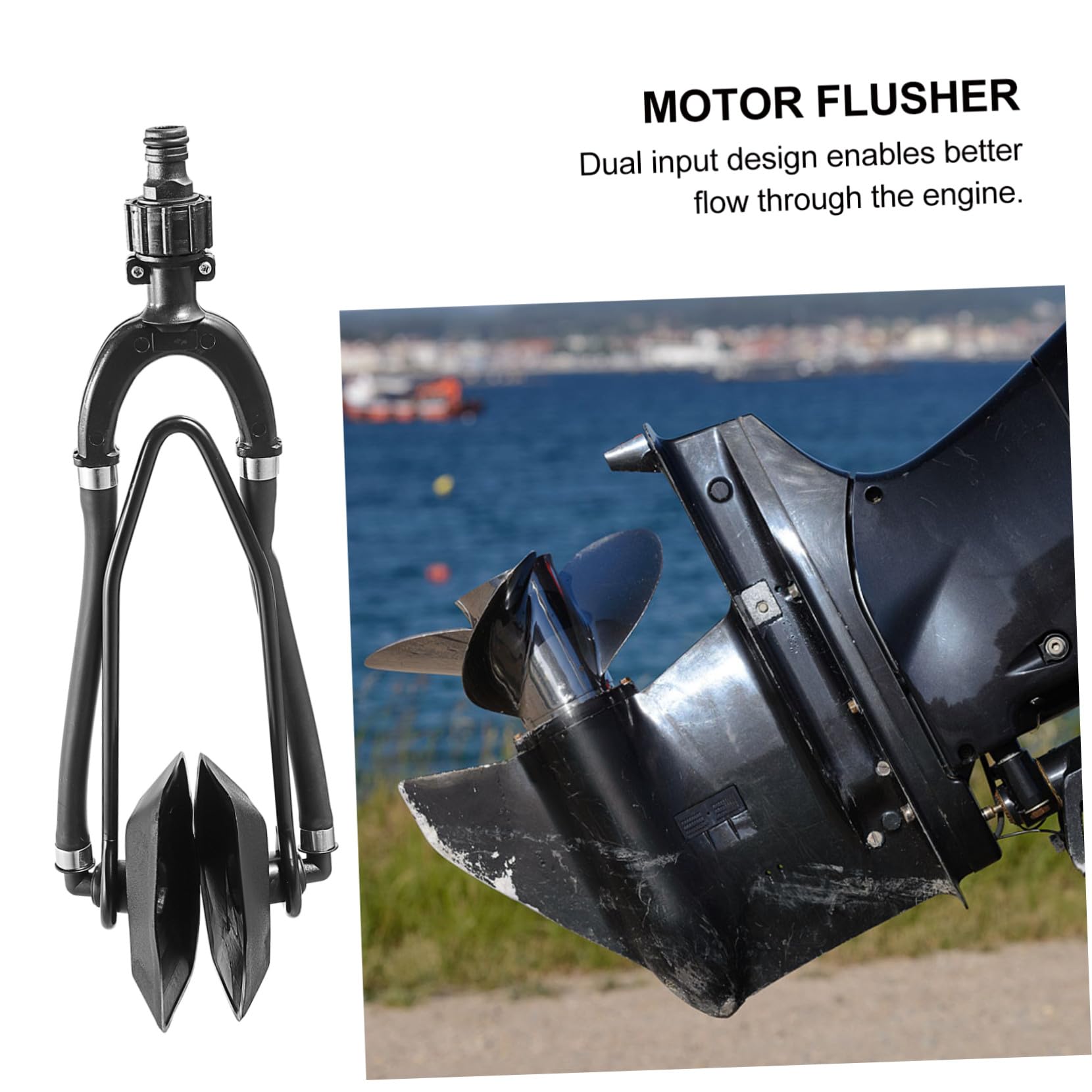 Motor Flusher Außenborder mit Dual Water Feed Kompatibel für Boots und Sterndrive Motoren Inklusive Schnellanschluss für Gartenschlauch Rechteckige Muff Cups für Effiziente