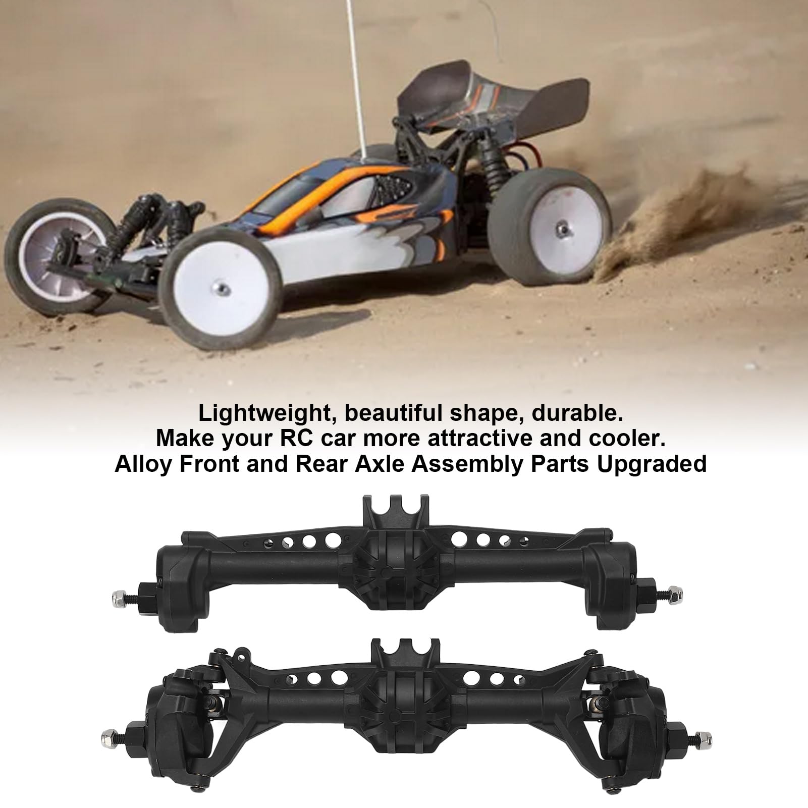 RiToEasysports Przednia Tylna oś RC Crawler, Aluminium Upgrade RC Crawler Oś dla SCX10 II 90027 90028 90046 90047 1:10 Scale Upgrade Części (BLACK)