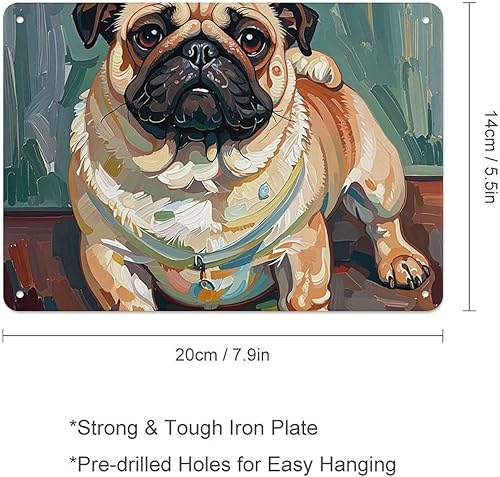 Miniatura 2 de QWJKM Cartel de hojalata de metal con diseño de perro Bago, diseño retro, letrero de hojalata de hierro vintage, placa rectangular de metal para