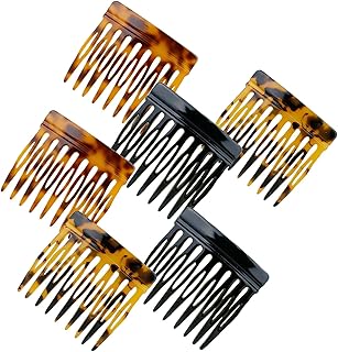 6 Pcs French Hair Side Combs for Women Bun Small Twist Hair Decorative, Strong Hold Clips for Women Bun(Brown, Black)