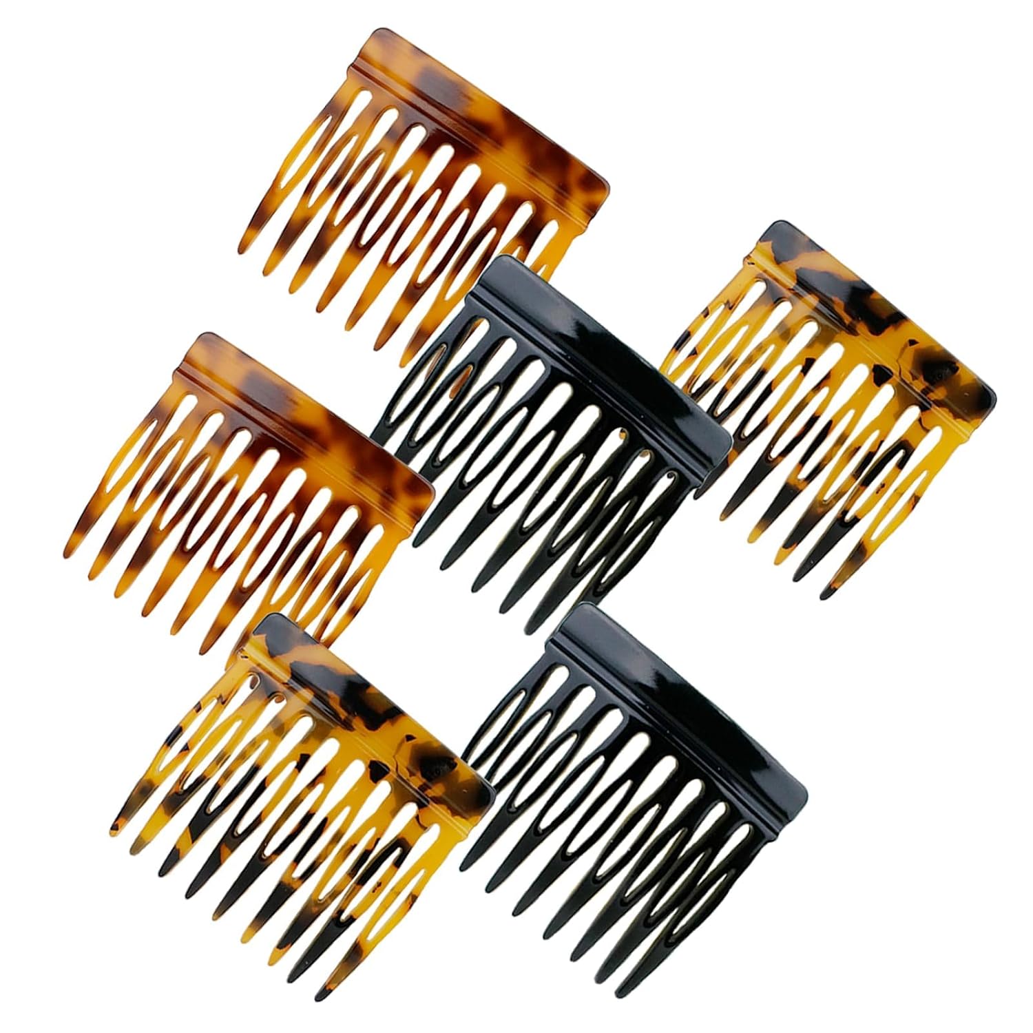 6 Pcs French Hair Side Combs for Women Bun Small Twist Hair Decorative, Strong Hold Clips for Women Bun(Brown, Black, White)
