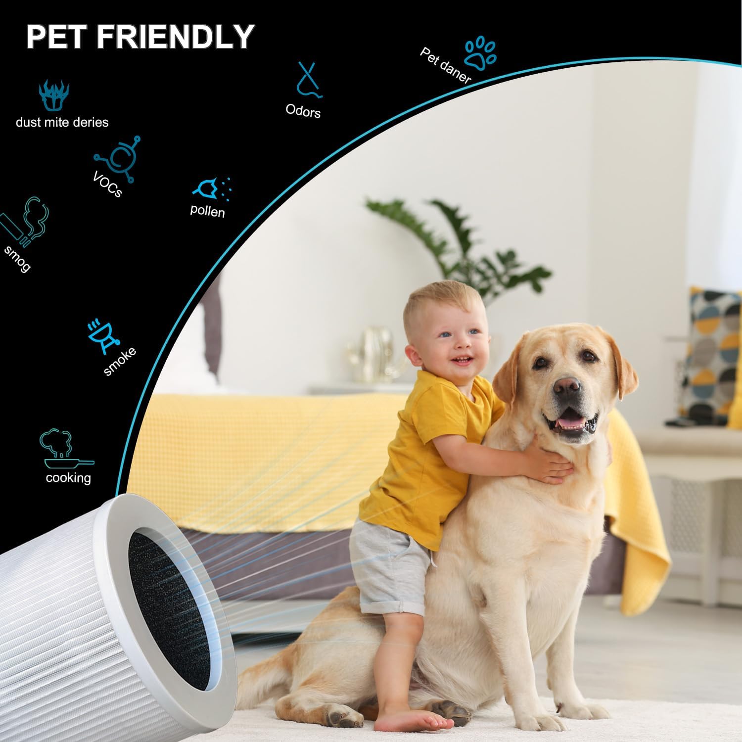 A1 Replacement Filter, Compatible with Vewior A1 Air Purifier HQSC-50, HQKJ-80 and AMEIFU AP01W, KOIOS HQKJ-50 Air Purifier, 3-in-1 True HEPA Replacement, H13 True HEPA fILTER, 2-PACK - Image 7