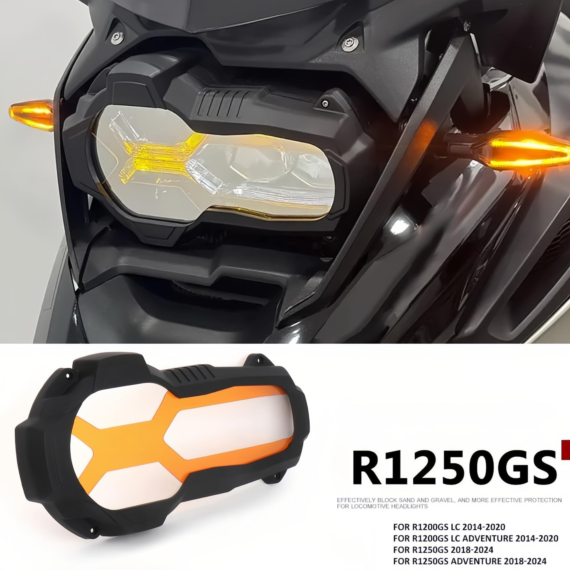Pasuje do BMW R1250GS Adventure/R1250GS (2018-2024) Akcesoria motocyklowe Osłona reflektora Osłona ochronna reflektora do R1200GS LC Adventure (Przezroczyste soczewki)