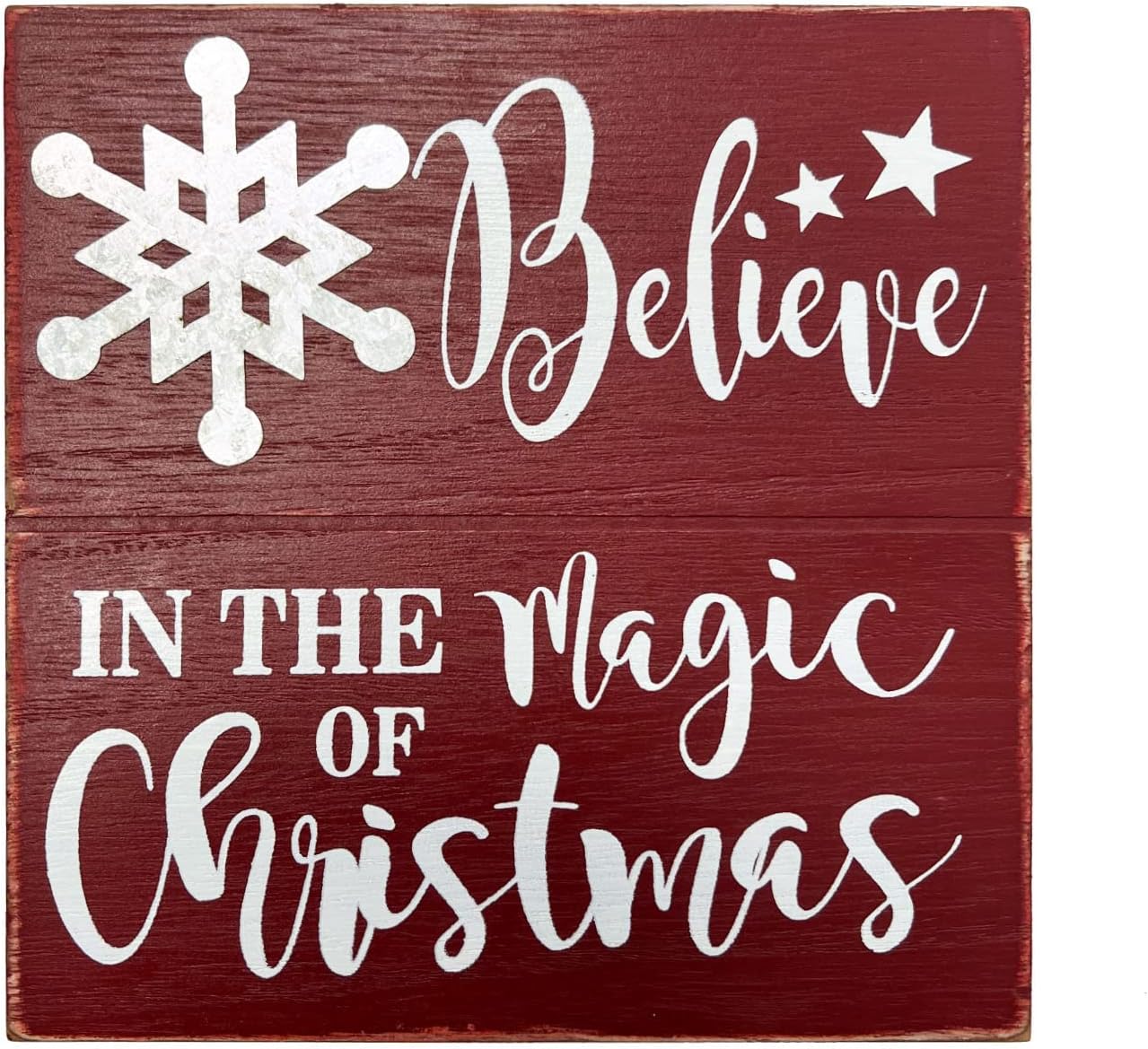 Christmas Farmhouse Wood Hanging Wall Sign Decor Wooden Frame Box Sign, Rustic Decorative Xmas Signs Freestanding Tabletop Winter Christmas Decorations