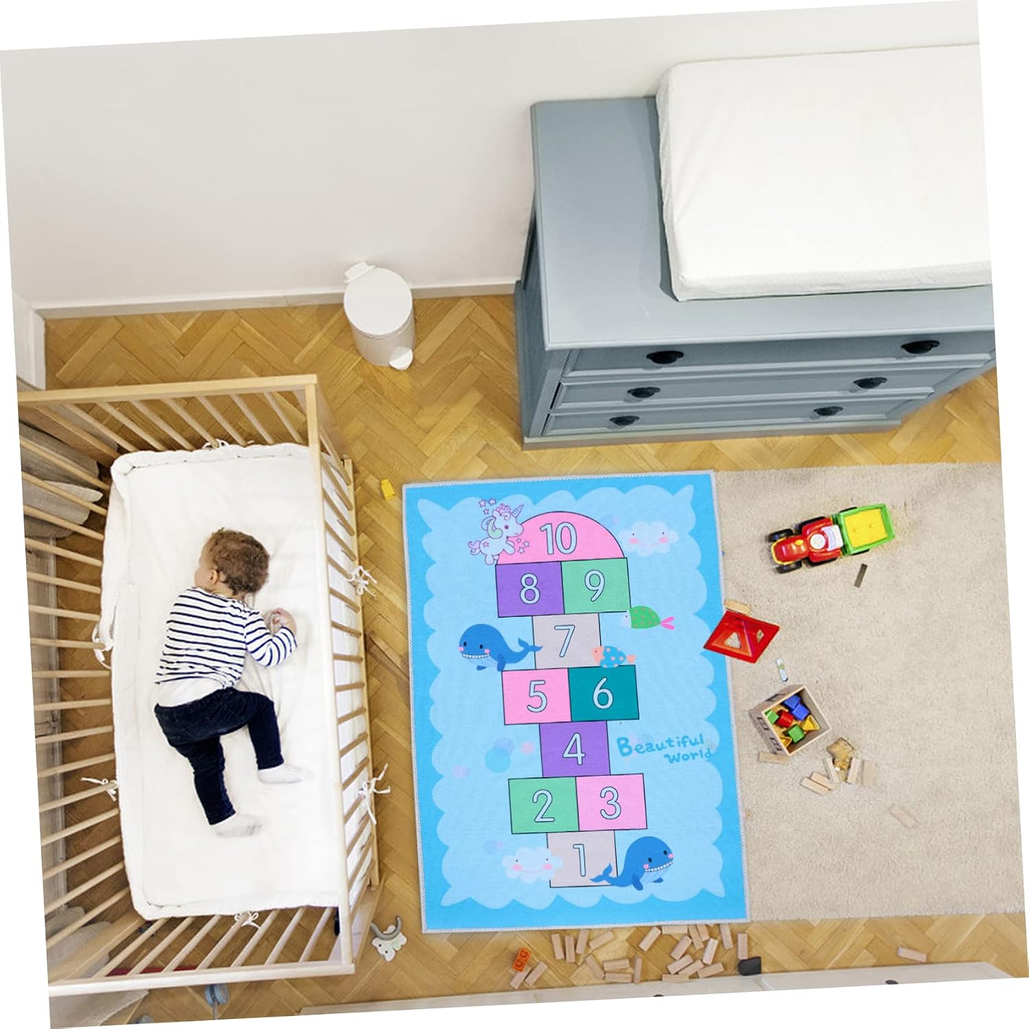 Nursery Rug Decorative Boys and Girls Play Mat Skid-Resistant Rug for Bedroom Playroom