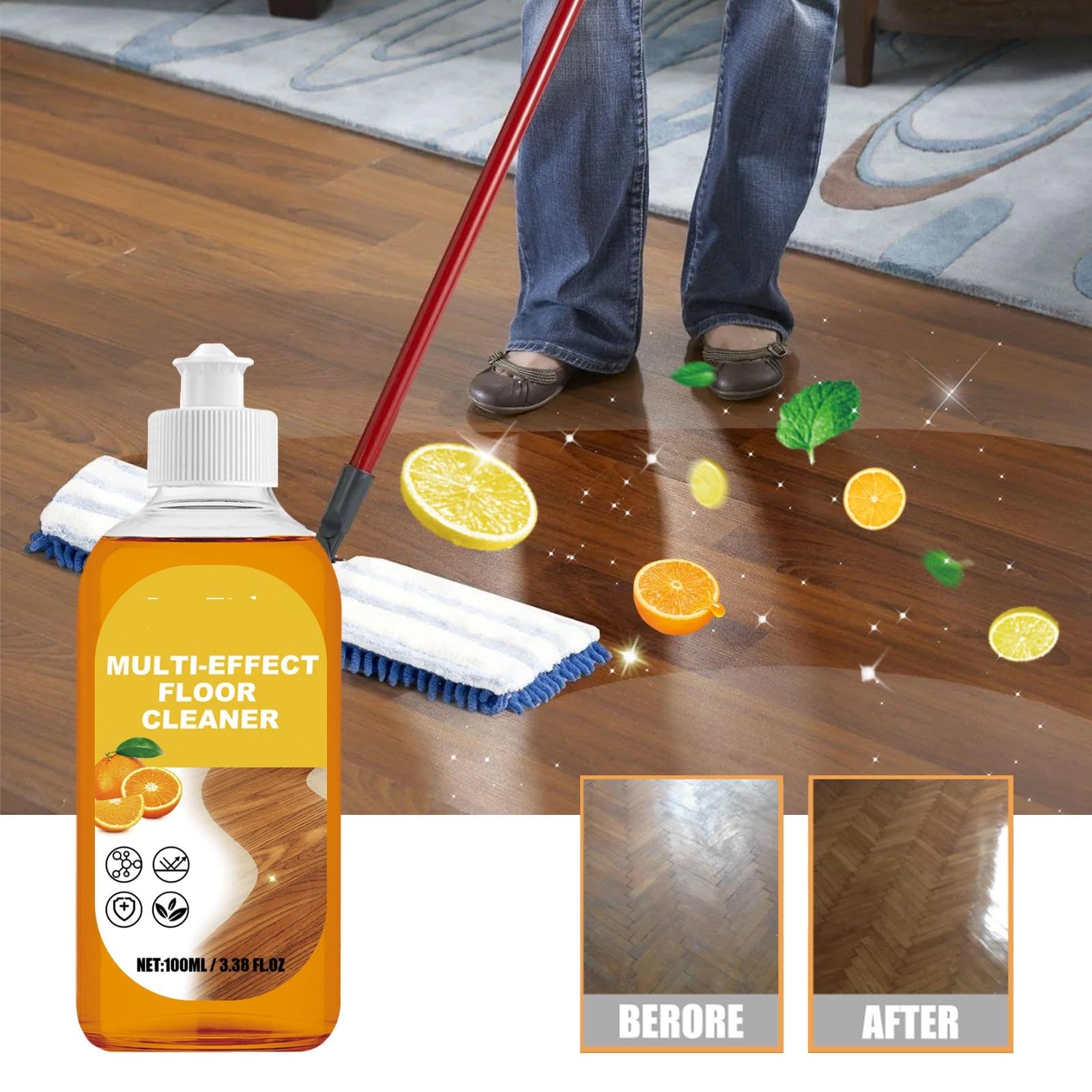 Limpiador de manchas for pisos de madera, abrillantador for pulido de azulejos, detergente for eliminar la suciedad del piso, Compatible con aspiradora Dreame W10 Pro / D9 Max / L10 Pro/ H11 Max(100ml