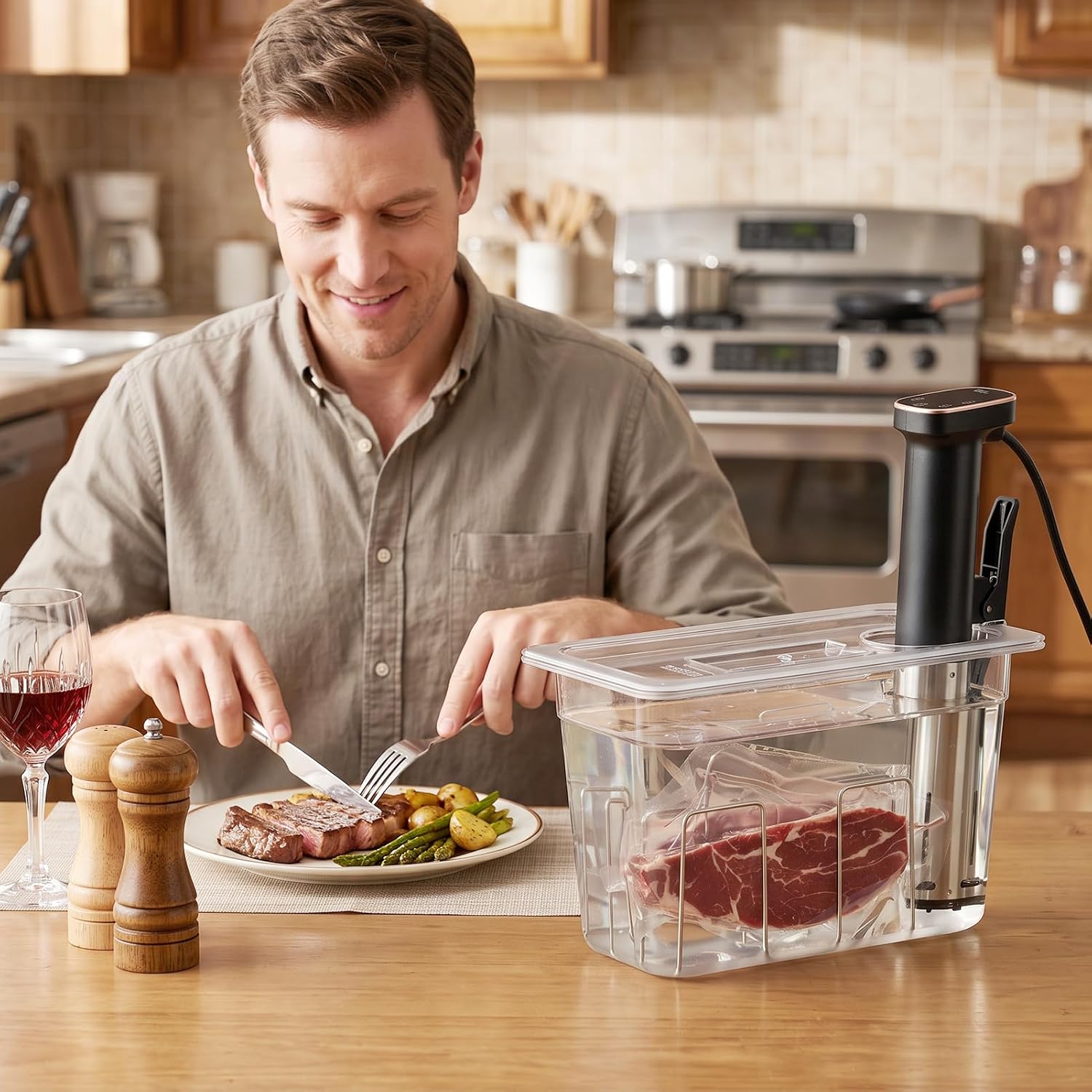 Homenote Sous Vide Container with Lid, 6 Quart BPA-Free Kit, Rack and Guide