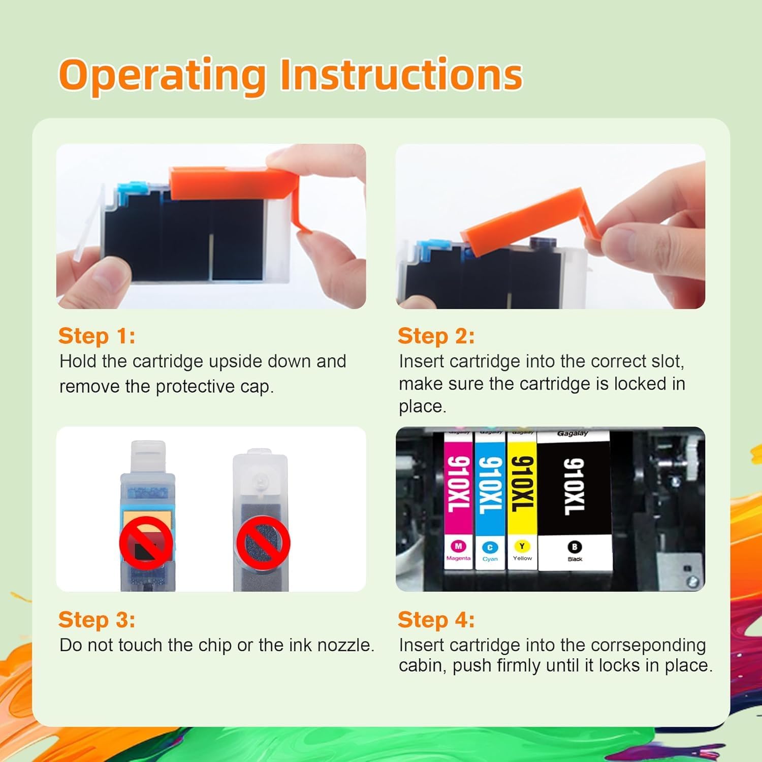 910XL Ink Cartridges Combo Pack for HP 910 Ink Cartridges for HP Printers HP910XL 910 Multipack XL Color HP910 910XL Black and Color Combo Pack Work for Office Jet Pro 8020 8010 8015 Printers, 4 Pack