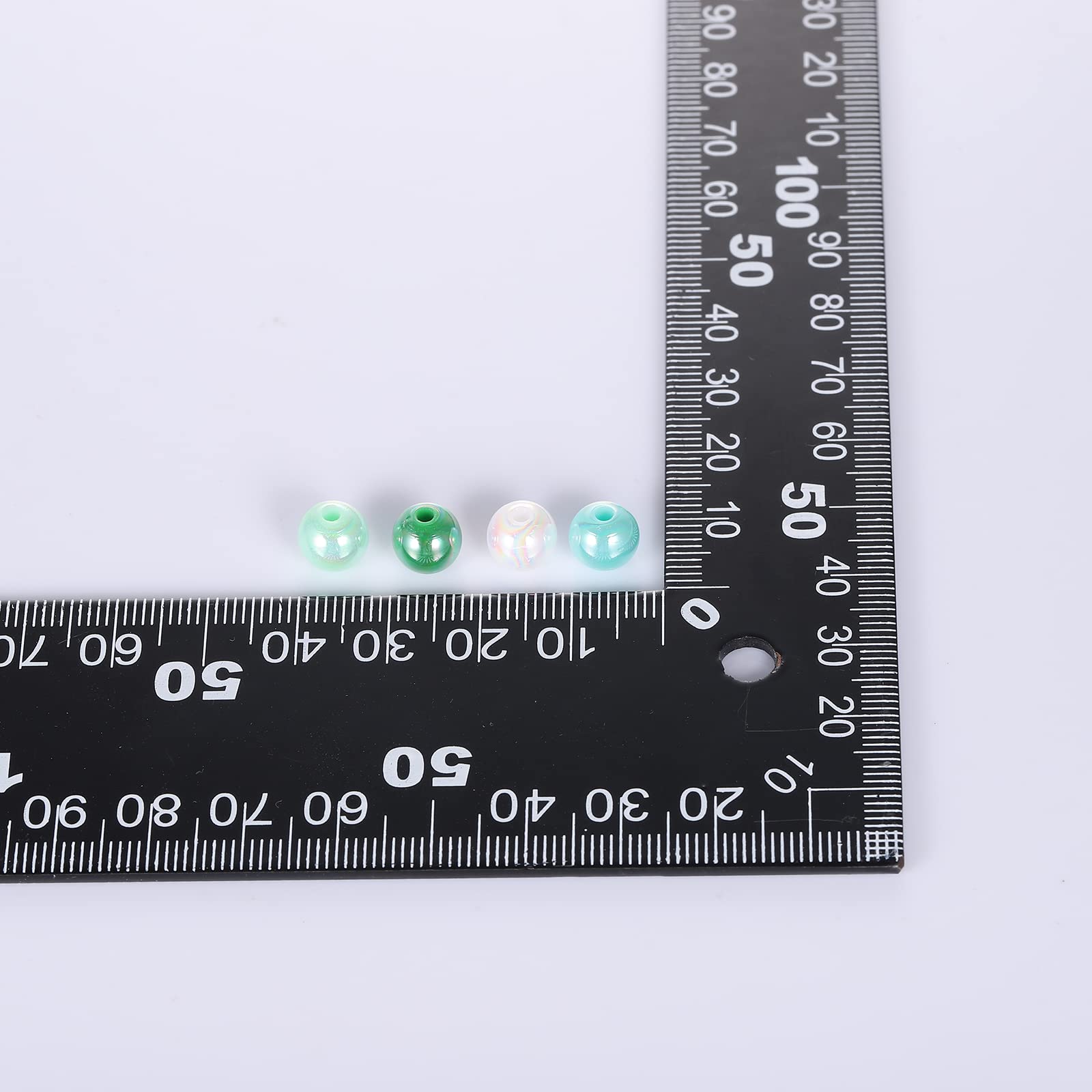 BEEFLYING 400 Mixed Color 8mm Round Imitation Pearl Beads DIY ABS Plastic Loose Spacer Beads for Jewelry Bracelets Necklaces Keychain Phone Lanyard Making (Green) - Image 3