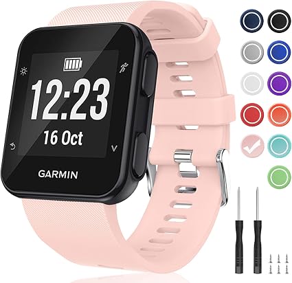 Amazon.com: Veezoom Correa compatible con Garmin Forerunner 35, correa de  repuesto de silicona suave para reloj inteligente Forerunner 35, varios  colores con hebilla de metal plateada o negra : Electrónica