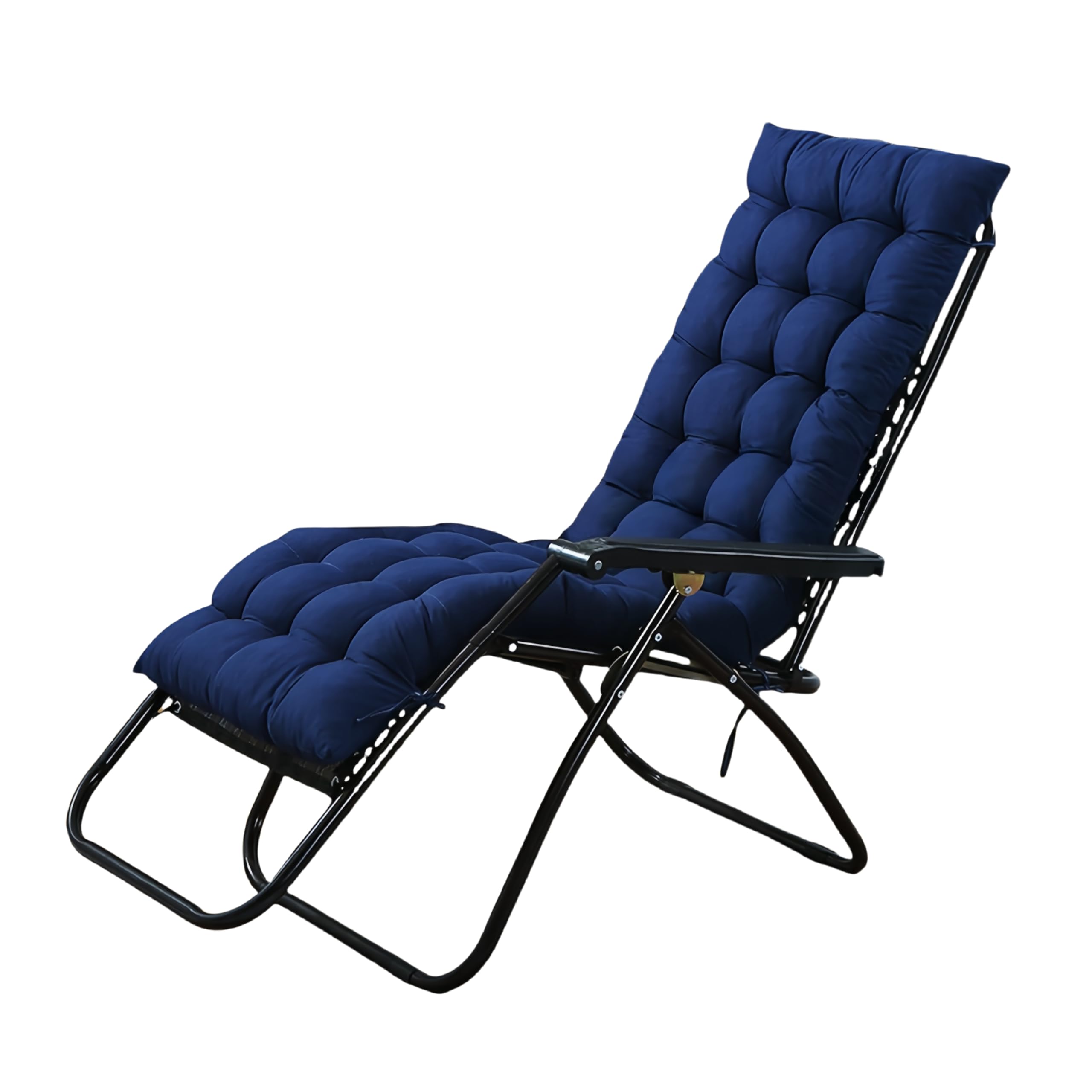 Surwin Solid Color Sun Lounger Cushions Only, Soft Recliner Cushions Thick 8cm lounger Seat Pads for Indoor Outdoor Patio Yard Beach Garden (Navy Blue,48x158cm)