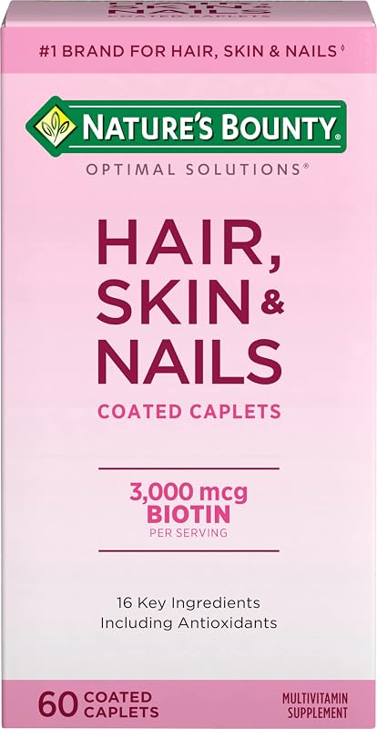 Nature's Bounty Optimal Solutions Suplemento para cabelos, pele e unhas com biotina 3.000 mcg, 60 comprimidos revestidos