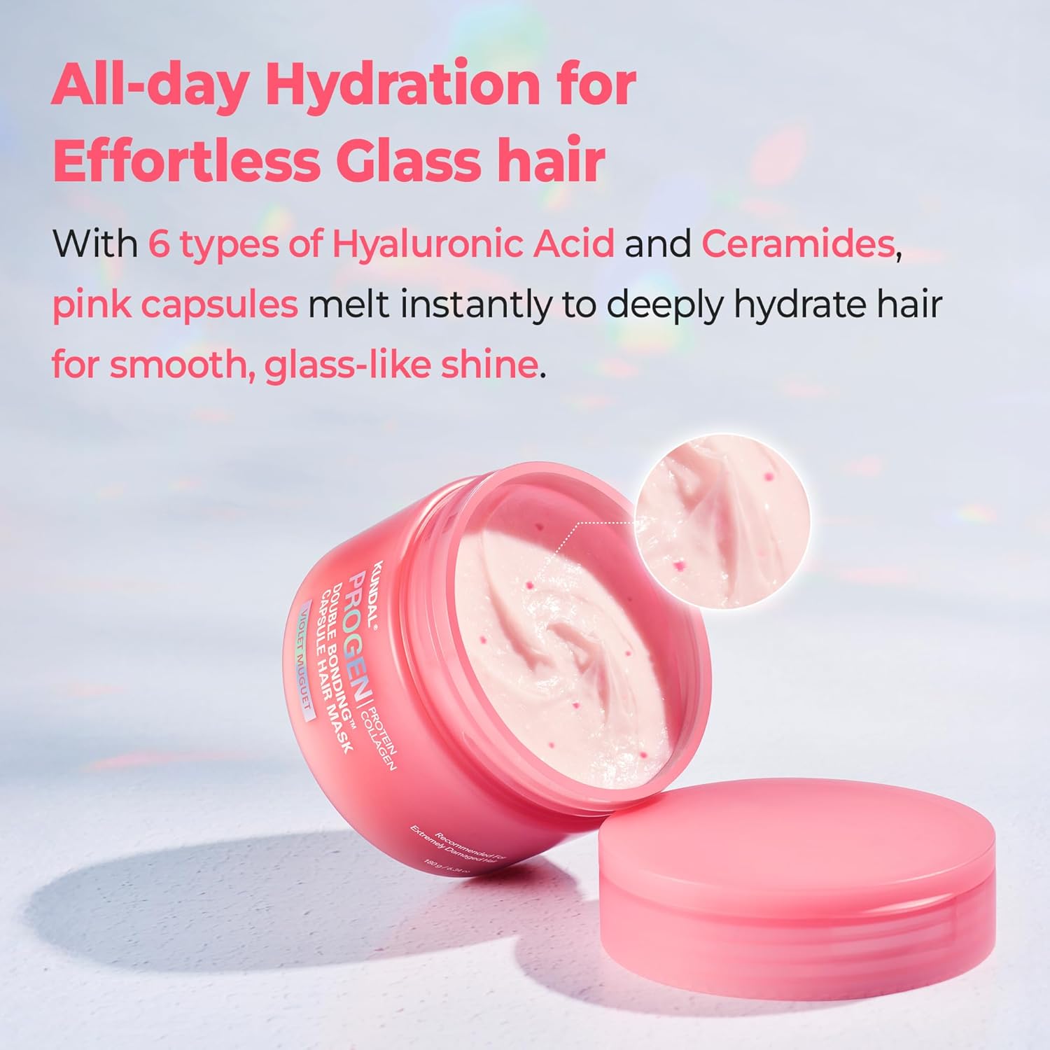 KUNDAL Mega Moisture Hair Conditioner Mask for Dry & Curly Hair, Deep Conditioning Hair Mask with Protein for Hair Repair & Split Hair Care, Violet Mug, 6.3 oz