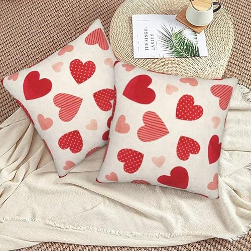 Miniatura 6 de Juego de 2 fundas de almohada para el día de San Valentín de 16 x 16 pulgadas, diseño de corazón rojo, decoración del día de San Valentín, fundas de