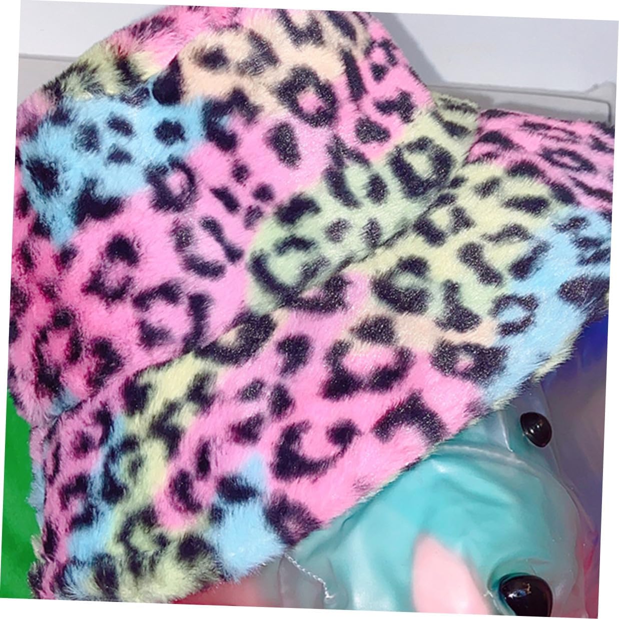 VANZACK Winter Plush Fisherman Hat Leopard Print Bucket Cap Women’s Warm Autumn Soft Fluffy Hat Size M 56-58cm Multi