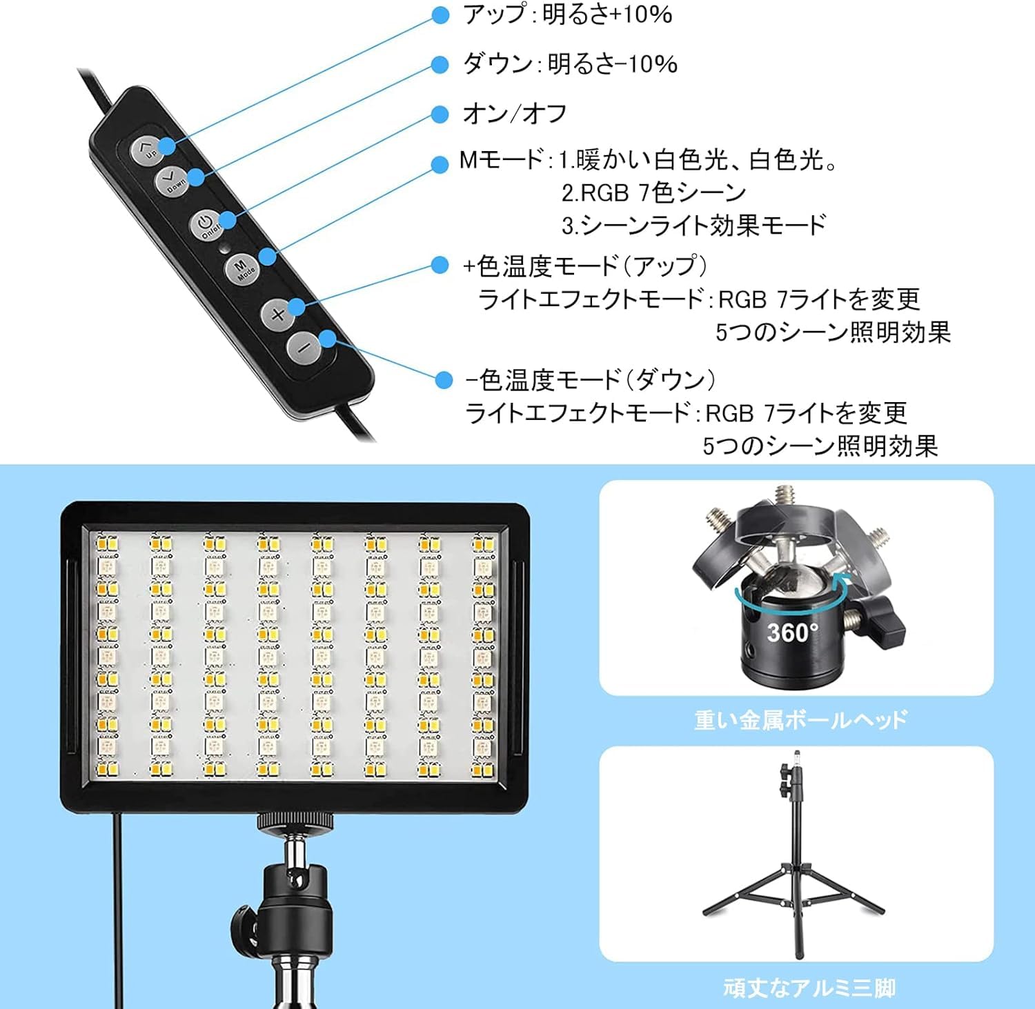 2パック撮影用ライト LEDビデオライト 写真スタジオ撮影 2800-6500K三色調光可能な照明撮影ライトキット 152cm調節可能な三脚とスマホホルダー付き 持ち込みやすい 収納バッグ付き YouTube/会議/動画/生放送/ゲーム実況／照明 撮影用 2パック撮影用ライト LEDビデオライト 写真スタジオ撮影 2800-6500K三
