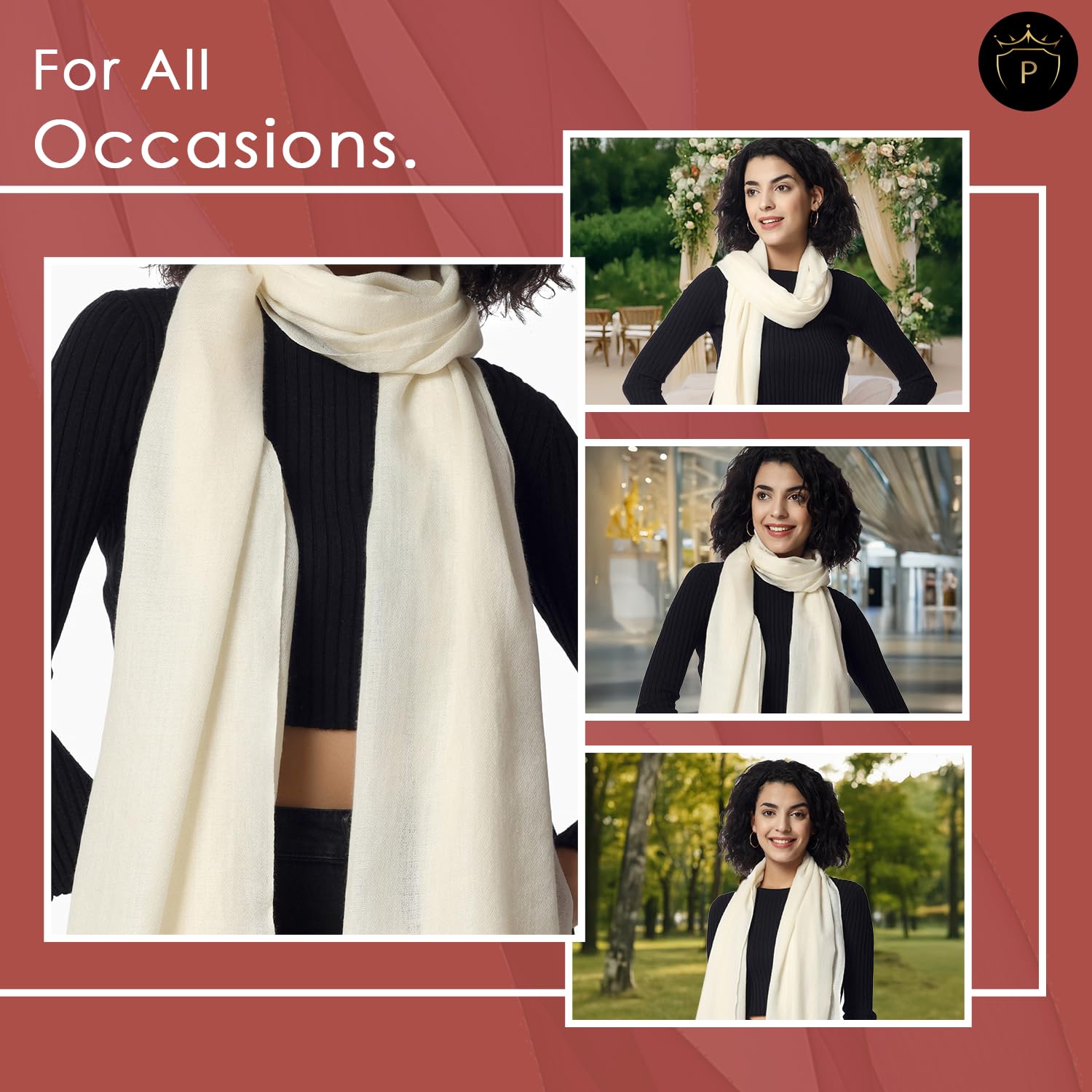 PASHWRAP Szal paszminowy Kobiety Mp Scarf (1 w zestawie)
