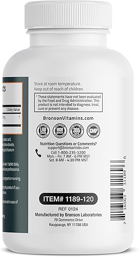 Miniatura 7 de Bronson Magnesio 500 mg apoya la salud ósea y muscular y el apoyo del sistema nervioso - Sin OMG, 120 tabletas vegetarianas