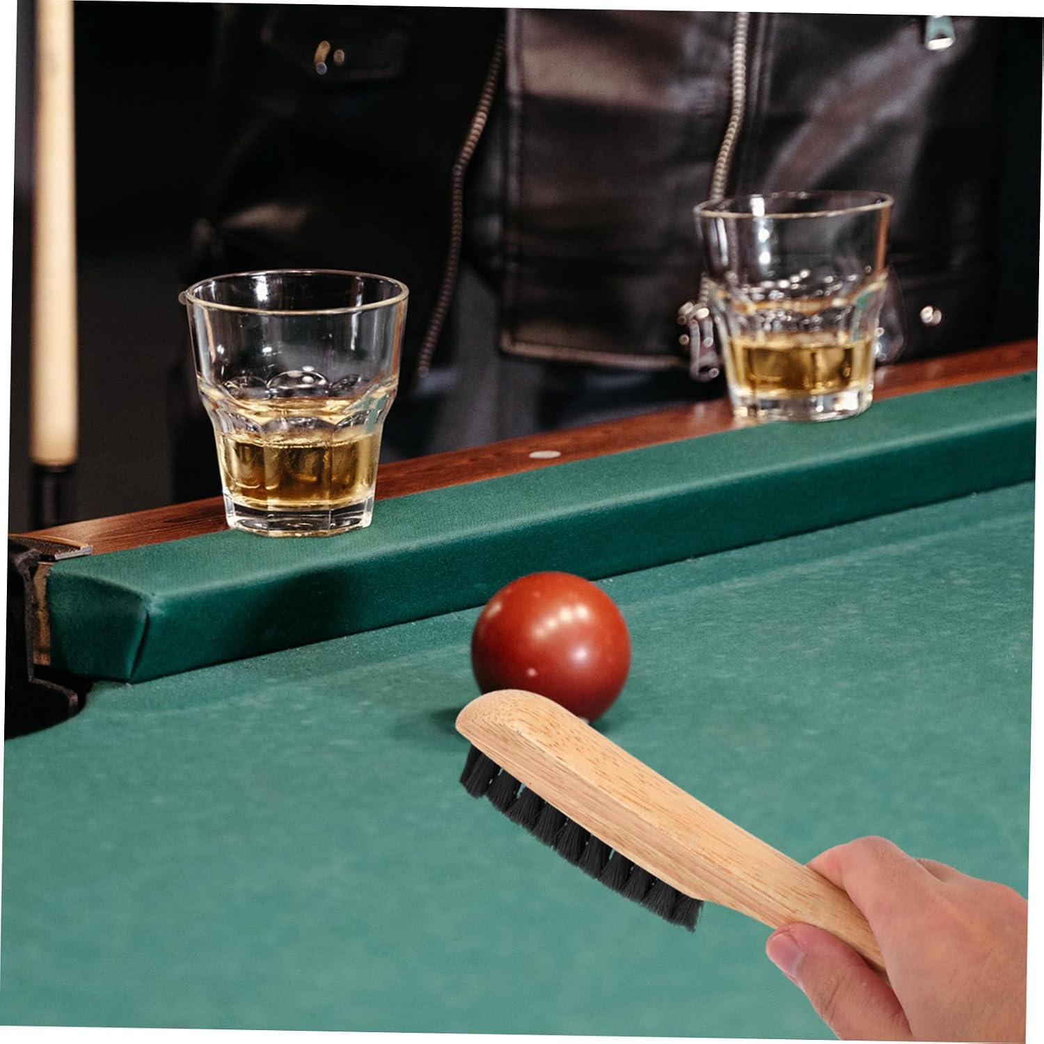 Mikinona Pool Table Brush for Felt with Dense Gentle Bristles Solid Wood Handle Billiard Cloth Cleaner for Deep Cleaning Rails and Table Surface Multi-use Billiards Accessory for Home and