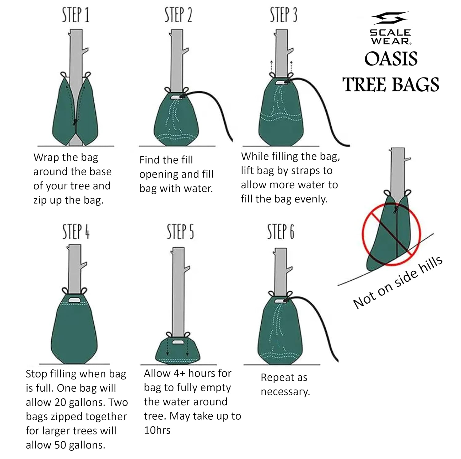 Large 3ft Tall 20 to 50 Gallon Tree Soaker Watering Bags, Reusable, Heavy Duty, Slow Extended Release Water Bags for Trees, Premium PVC Tree Drip Irrigation Bags for Landscaping (3)