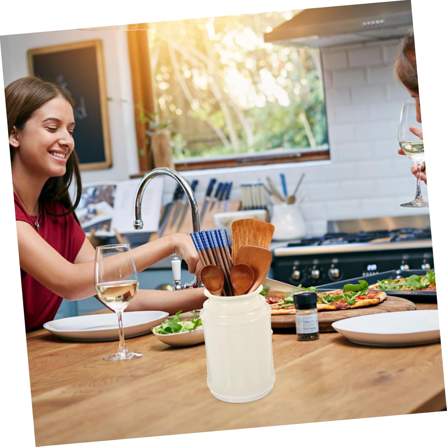 Modern Kitchen Storage Jar Cutlery Holder for Utensil Spoon Fork Chopstick Organizer Lids