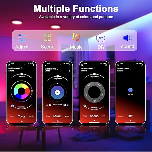 Miniatura 4 de Fussion Tira de luces LED de neón de 32.8 pies, tira de luces LED RGB con aplicacióncontrol remoto, sincronización de música, luces de juegos al
