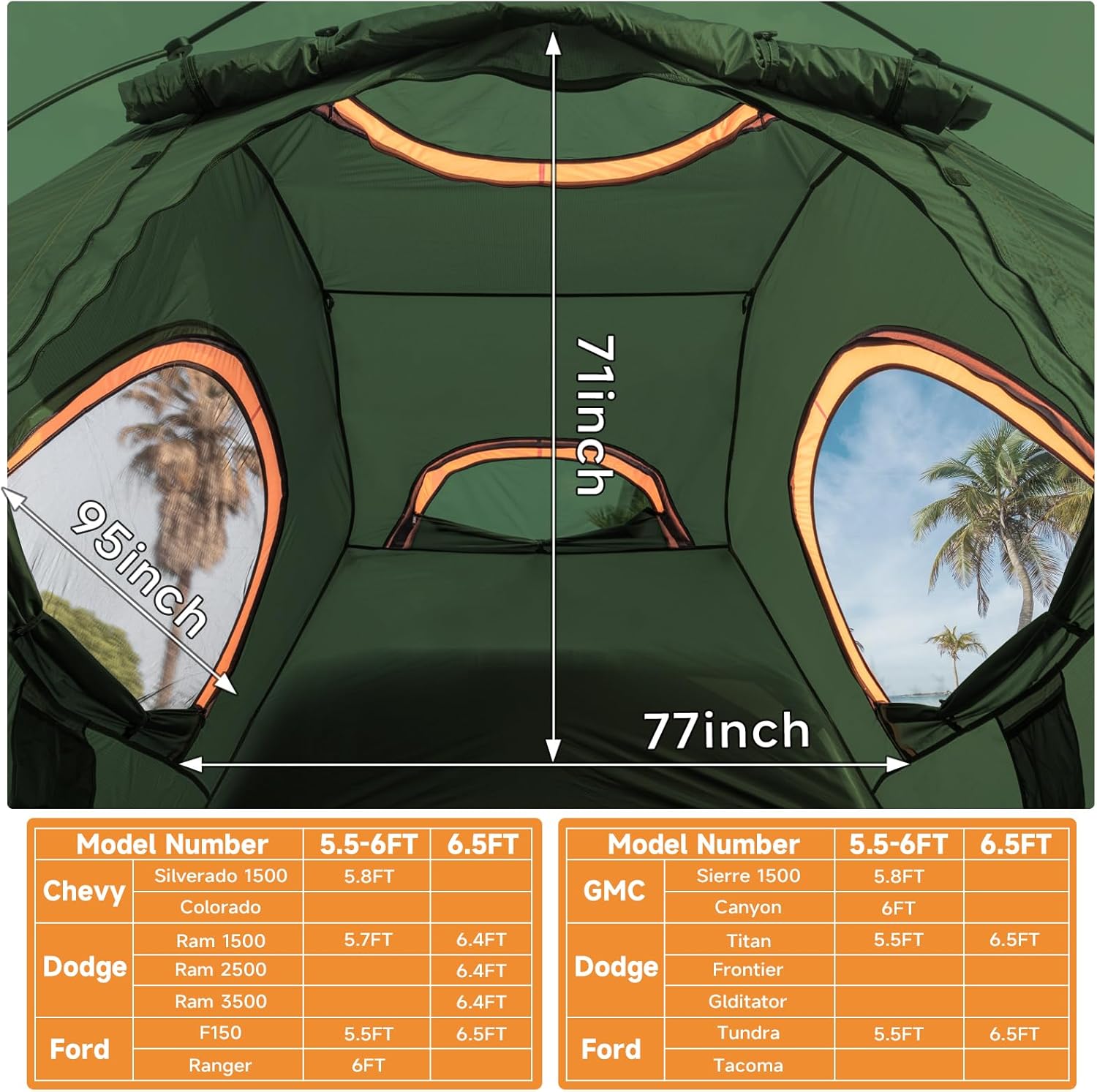 Umbrauto Truck Bed Tent: 5.5-5.8ft Truck Tent Easy Setup for Camping with Full Size Truck Bed Mattress