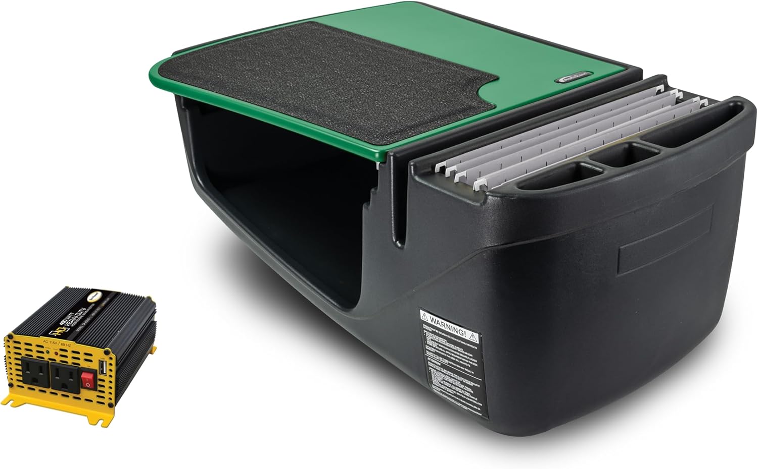 AutoExec Efficiency GripMaster Car Desk for Your Vehicle Workstation and Mobile Office, Caribbean, with 400 watt Power Inverter