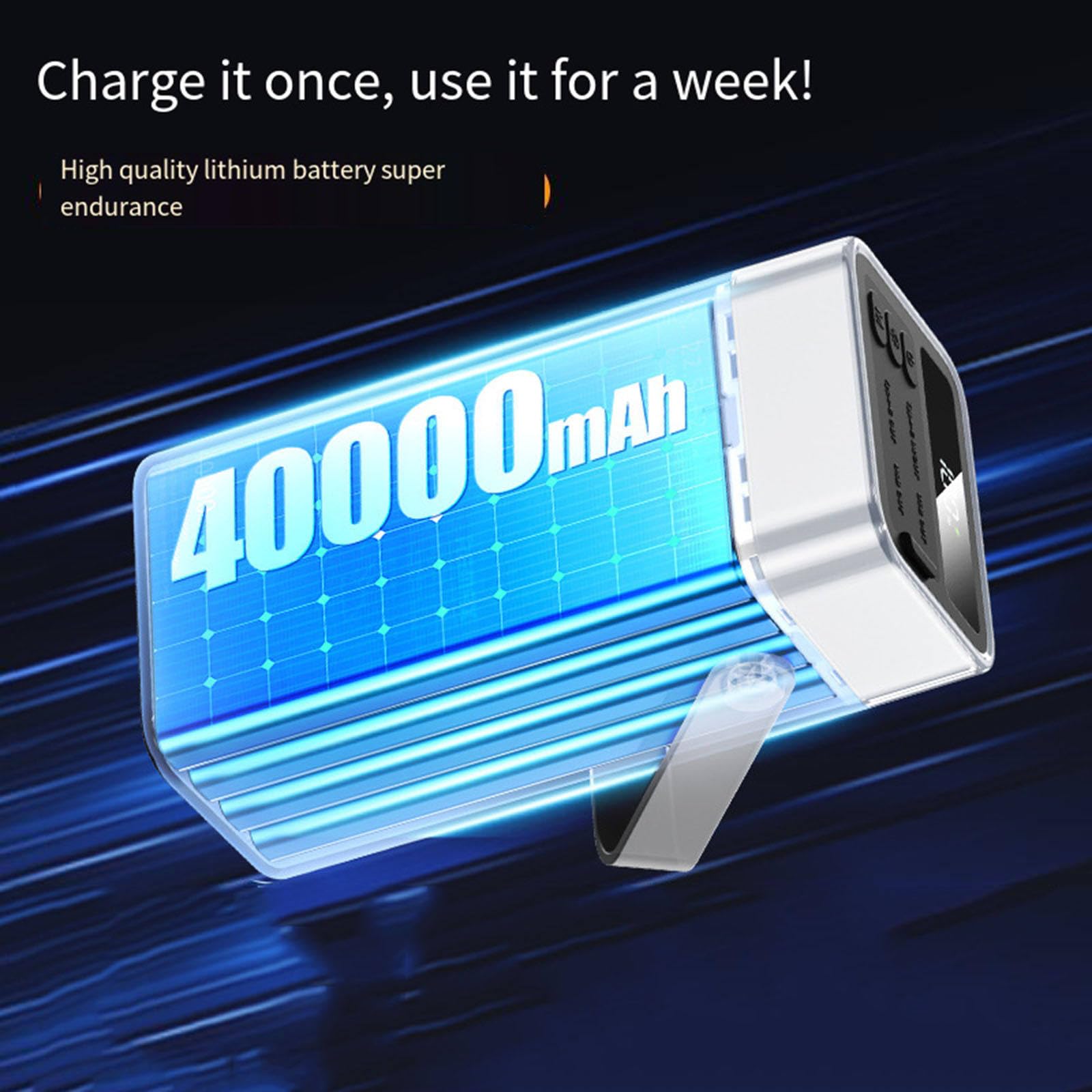 Przenośny Power Bank 40000mAh, 20W + 22,5W Szybkie Ładowanie, Power Bank z Zewnętrznym Światłem LED, do Telefonów Komórkowych, Zestawów Słuchawkowych Bluetooth,Grey
