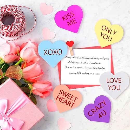 Miniatura 9 de Decoración del Día de San Valentín, 6 Letreros de Corazón de Madera con Doble Impresión para el Hogar, Mesa, Bandeja Escalonada, Repisa de Chimenea,