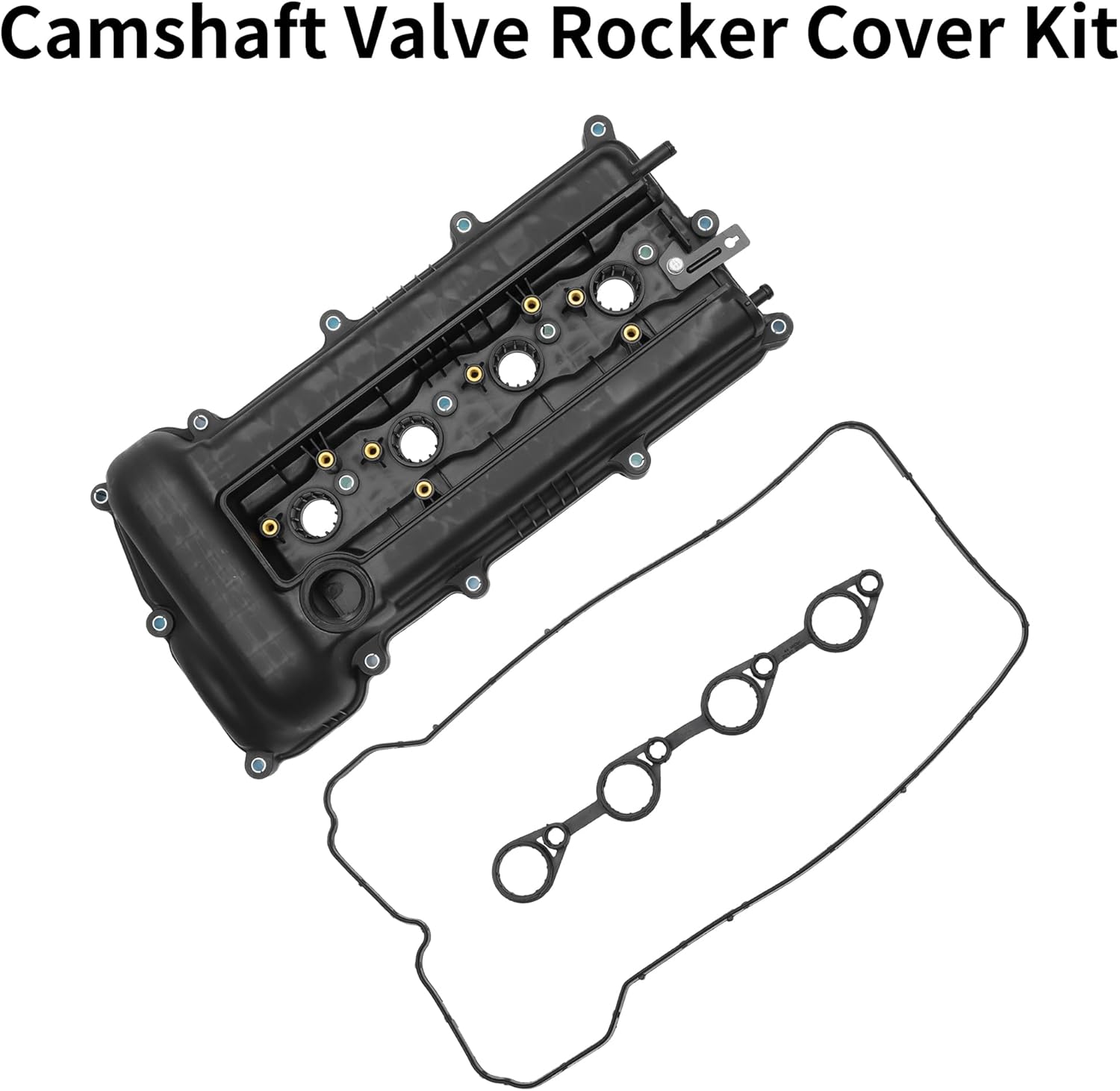 Engine Valve Cover No.224102B000/224102B100 Front Valve Rocker Cover for Kia Soul 2010-2011 Plastic Black with Gasket Spark Plug Tube Seal