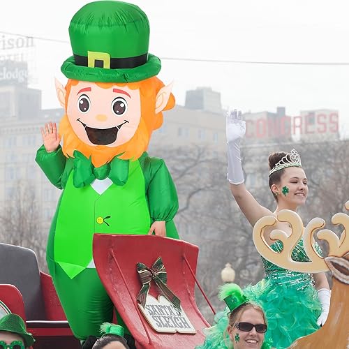 Vista 2 de Beeveer Disfraz inflable de duende inflable de San Patricio para adultos, disfraz inflable de 5 a 6 pies, disfraz inflable para adultos de 5 a 6