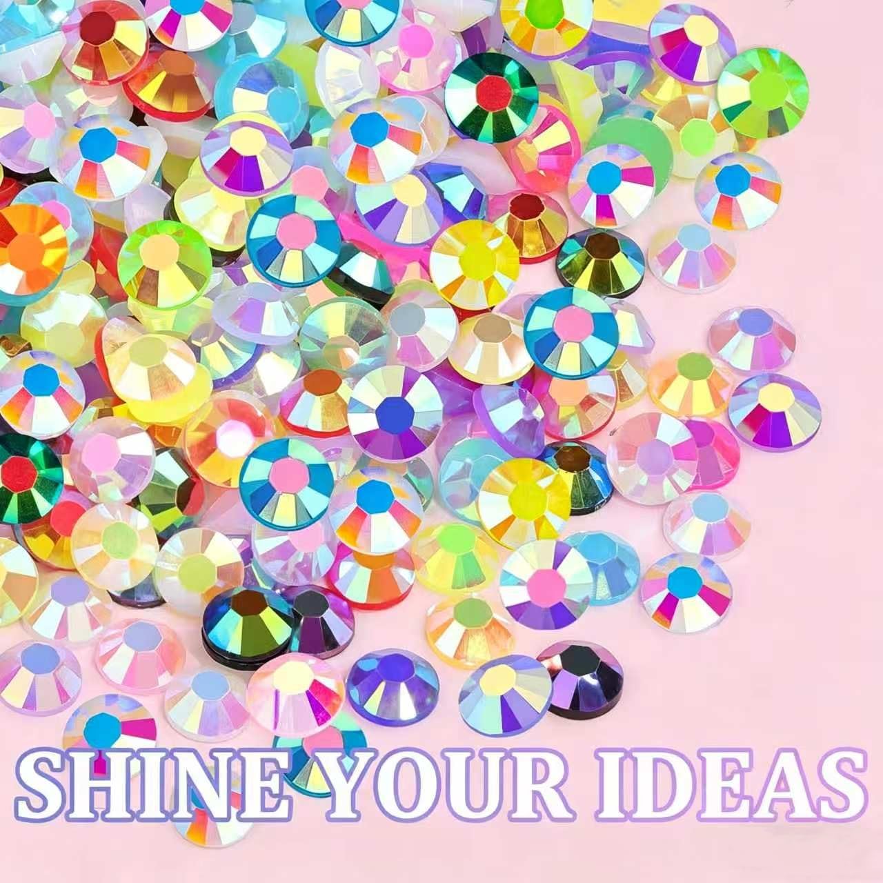 Multicolor High-Gloss Resin Flatback Rhinestones with 3Pcs B7000 Jewelry Glue - DIY Bedazzling Kit for Diamond Art, Nail Art & Crafts 40 grids