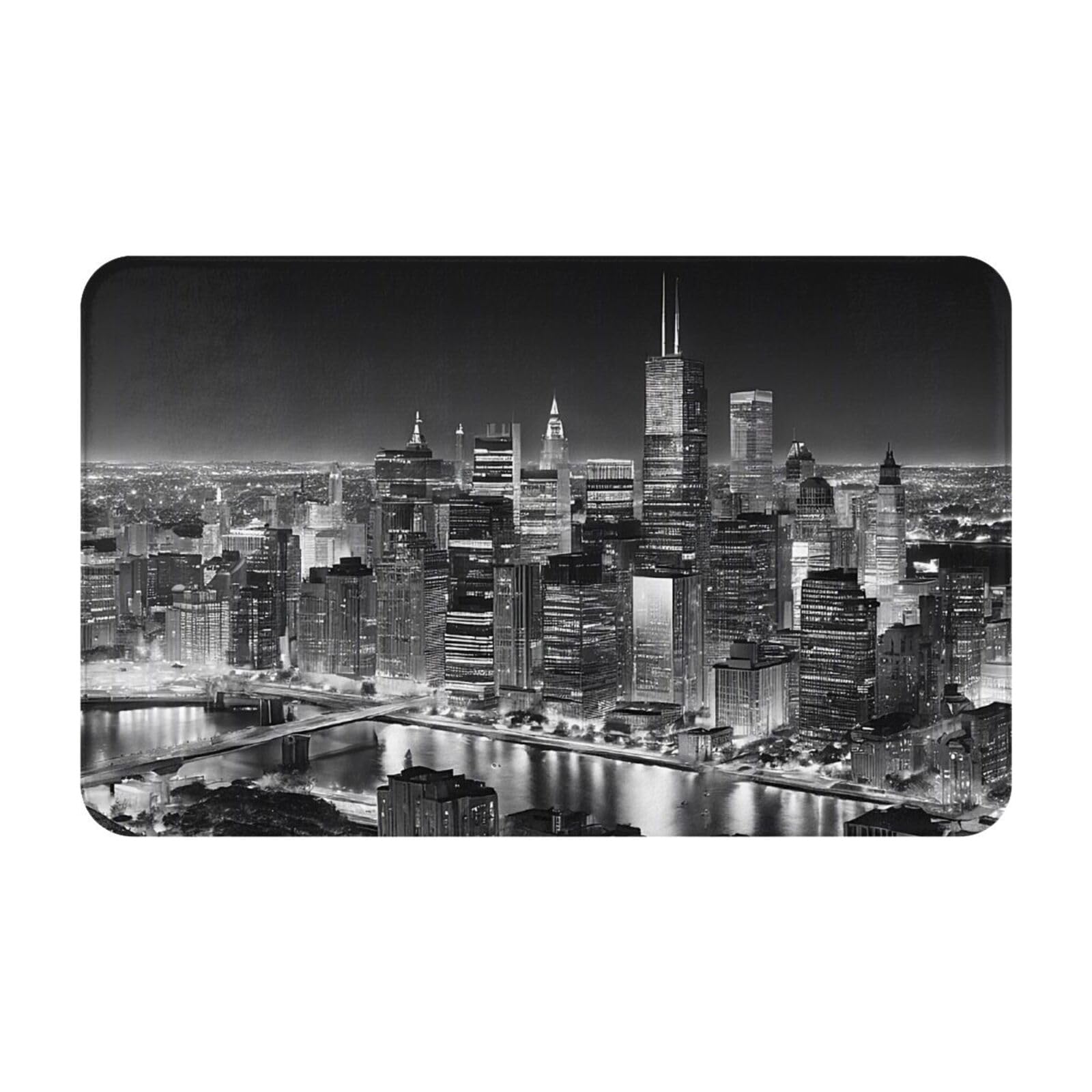 New York Print Living Room Bathroom Kitchen Anti Slip and Absorbent Carpet, Indoor Entrance Door Muddy Floor Mat, Ultra Soft Washable Carpet 21x31.5 Inches