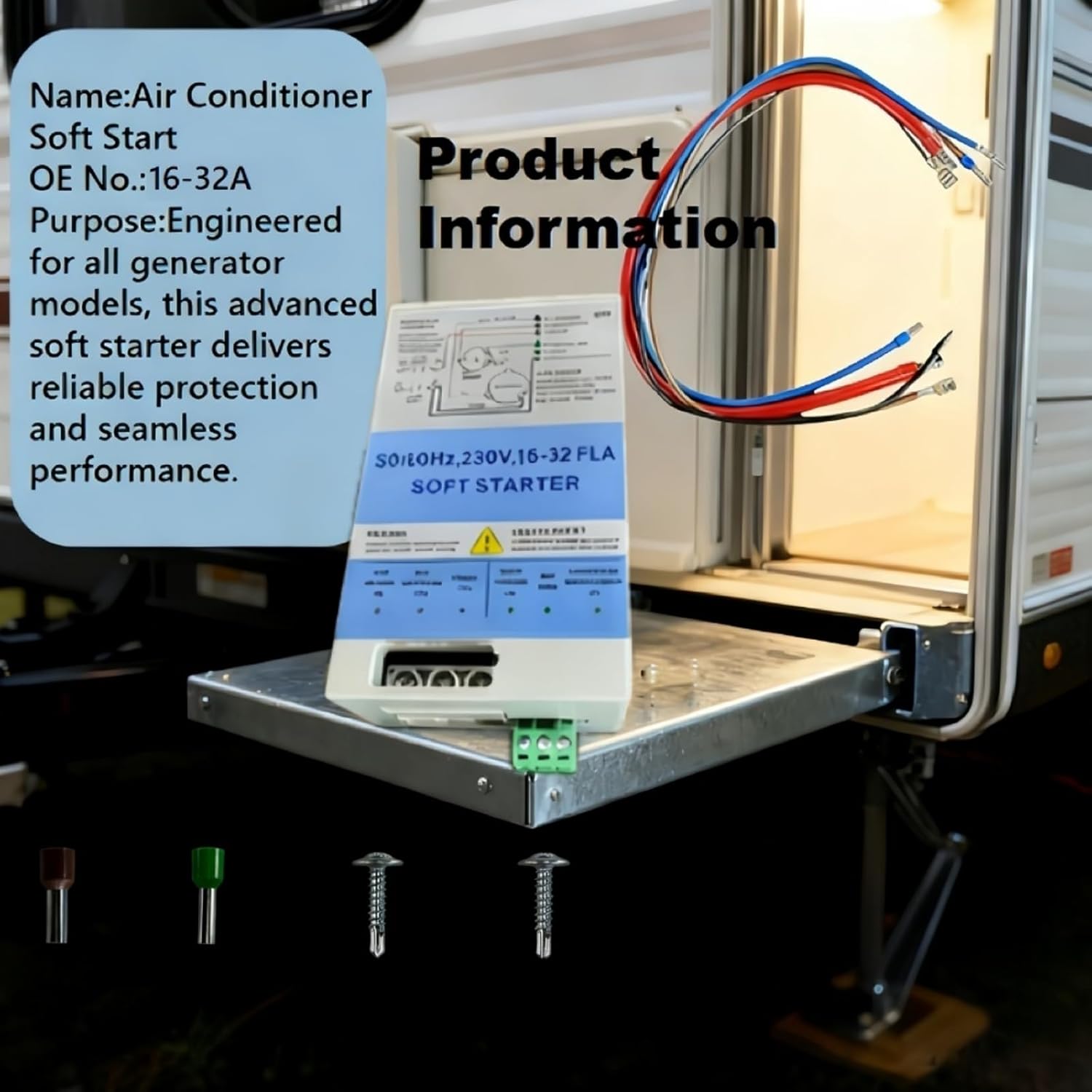 AC Soft Start Module 16-32A,Features Reverse Motor Protection Fit for 4-7 ton air Conditioning Units.fits Inside AC,Compact Surge Protector & Motor Saver,Ideal for HVAC,Generators & Utility Power