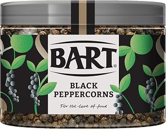 BART Black Peppercorns Large Jar - 270g - Hot & Spicy, Ideal for Eggs, Salad & Sweet Dishes - Spice Rack Essentials