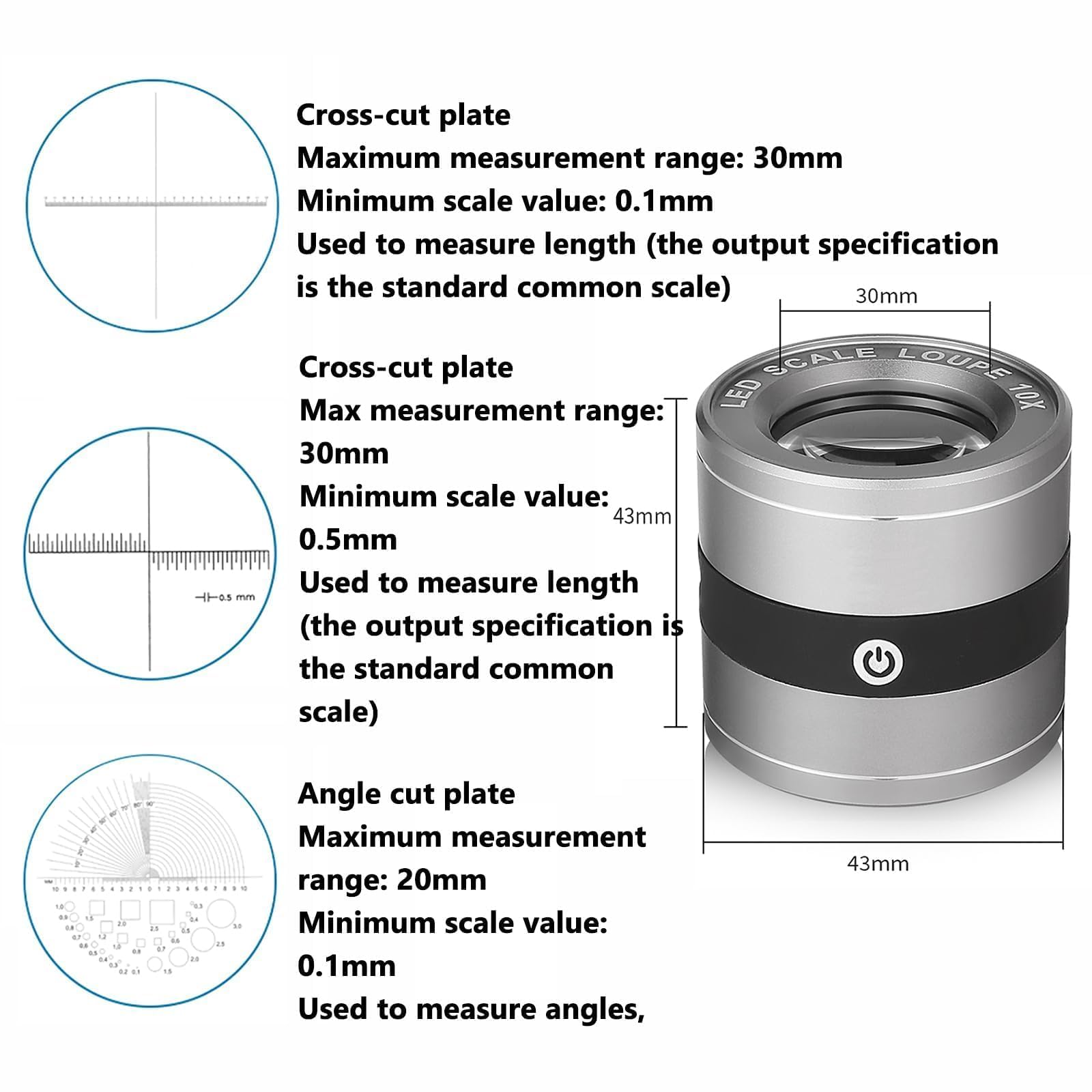 Microscopio de lupa de mano con luz LED, lente óptica de 30 mm, recargable tipo C, ideal para joyería, caligrafía e inspección de porcelana
