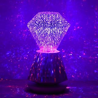 3D Diamond Laser Light, Dimmable Firework Bedside Lamp, with LED Night Light, Built in Speaker, Atmosphere Table Lamp for Living Room Decor, Valentine's Day and Birthday Gifts