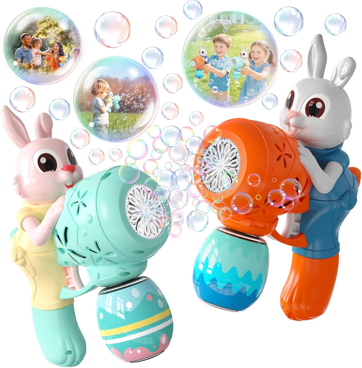Bubble Gun for Kids 2 Pack Bubble Guns Kit for Toddlers Rabbit Bubble Machine Electric Bubble Toy Automatic Bubble Blower Bubble Maker for Outdoor Easter Gift for Kids